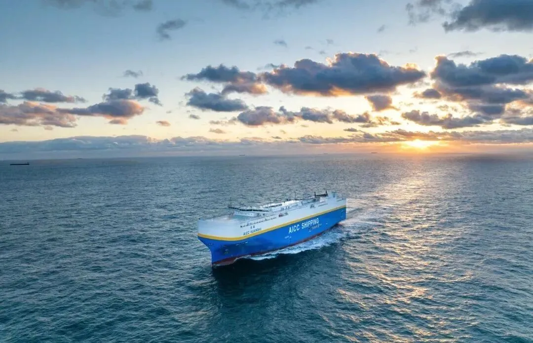 Ro-Ro car carrier at sea for vehicle export from China