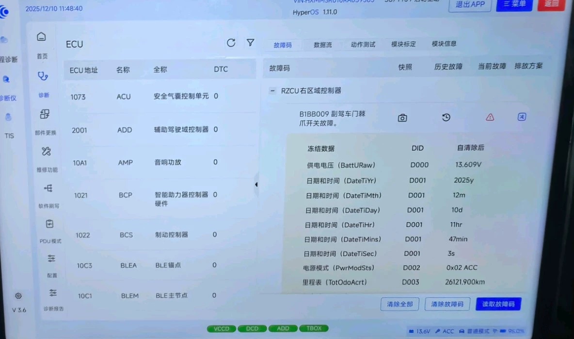 Xiaomi vehicle diagnostic interface for an authorised remote support case